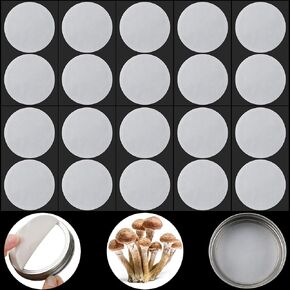 Synthetic Filter Paper Stickers 0.3 μm 84 mm Filter Disc Wide Mouth Filter Paper Stickers Disc Adhesive Filter Patch Sticker for Mushroom Cultivation Wide Mouth Jar Lids Mason Jars(20 Pieces)