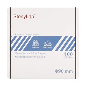 stonylab Premium Quantitative Filter Paper Circles, 100-Pack Lab Ashless Filter Paper 90 mm Diameter Cellulose Filter Paper with 20 Micron Particle Retention Medium Filtration Speed