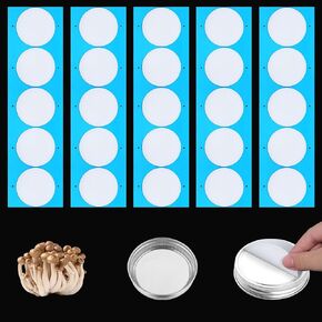 50pcs Synthetic Filter Paper Stickers, 84mm Diameter Adhesive Filter Discs 0.3 ?m Wide Mouth Mason Jar Lids Filter Patch for Mushroom Cultivation
