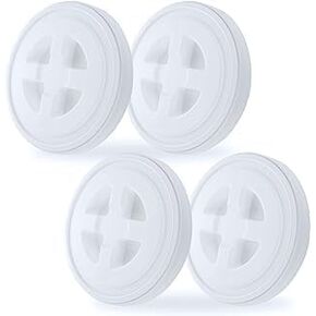 Bucket Lid, Gamma Style, White, 4 Pack, BPA-Free, Food-Grade