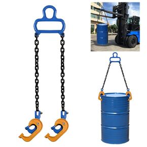 Upgraded Chain Drum Lifter 55 Gallon Drum Clamp Lifter Barrel Lifting Clamp Drum Lifting Chain for Forklift Crane Hoist, 2204lbs Capacity/1 Ton