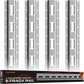 VULCAN E-Track - Horizontal Painted Black Section - 4 Foot - 4 Pack