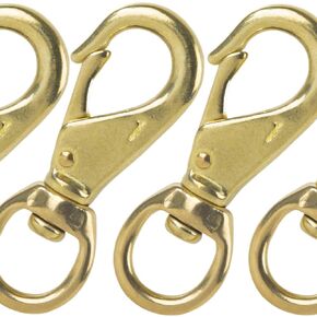 3-1/4'' Brass Swivel Snap Hooks Heavy Duty 3/4'' Swivel Eye - Solid Brass Scuba Diving Clips #1 - Seadog Line, Anchor Lines, Bags, Belting, Leashes, Straps, Luggage, Leathercarft (Pack of 4)