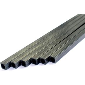6 pcs 6mm Square Carbon Fiber Tubes 6x6x5x420mm Inner Round(OD 5mm),3/4/8/10mm Available,Pultruded Carbon Fiber Rods