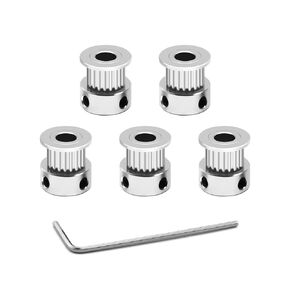 5Pcs GT2 Pulley 20 Teeth 8mm Bore for 3D Printer Parts CNC Machine 6mm Width 20T Timing Belt, Aluminum 3D Printer Timing Belt Pulley Wheel with Allen Wrench