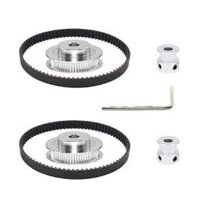 2Kit 2GT Synchronous Wheel 20&60 Teeth 8mm Bore Aluminum Timing Pulley with 2pcs Length 200mm Width 10mm Belt (20-60T-8B-10)