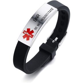 Medical Alert Customized ID Bracelet Free Custom Engraving Personalized Gift Adjustable Wristband for Men Women in Emergency First Aid