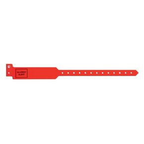5052-16-PDJ Sentry Polyester Adult Alert Wristband, Allergy Alert Pre-Printed, Permanent Snap Closure, Red, Pack of 250