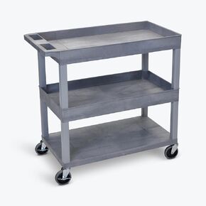 Luxor 373-EC112-G 32" x 18" Cart - Two Tub/One Flat Shelves