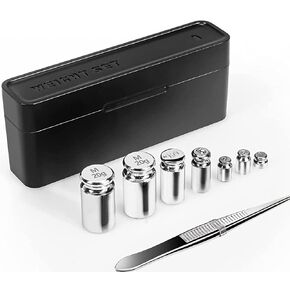 Calibration Weights 210g, 9 PCS Stainless Steel Scale Calibration Weight Kit, 1g 2g 5g 10g 20g 50g 100g Calibration Weight with Storage Box, Tweezers for Digital Scale, Gram Scale