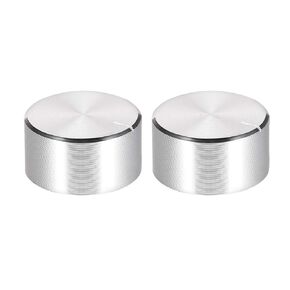 uxcell 2pcs Potentiometer Knob Knurled Shaft Silver Tone Aluminum Smooth Surface Rotary Knob 25mmx13mm Volume Control Knob