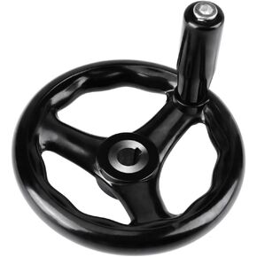 Round Hand Wheel, 1PC 12125mm Black Plastic 3 Spoke OD 125 mm/4.92inch with Revolving Handle for Lathe Milling Machine