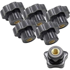 Knurled Thread Clamping Knob,Plastic Screw On Type Knurled Clamping Nuts Knob Handle M8 Threaded(Pack of 6)