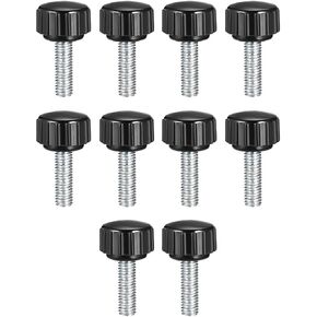 uxcell M4 x 50mm Metric Male Thread Knurled Clamping Knobs Grip Thumb Screw Hand Clamping Handle Bolt with 16mm Plastic Knobs Black 10 Pcs