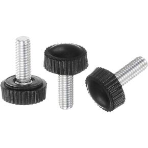 uxcell 30pcs M6 x 20mm Male Thread Knurled Knobs, Thumb Screw Clamping Knobs Grip Plastic Handle Hand Knobs with Threaded Stud, Black