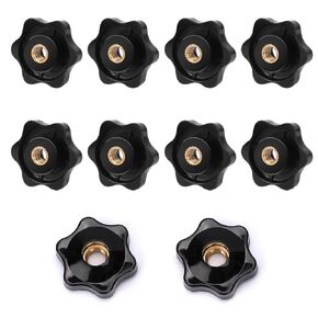 10 Pack 6 Star Knobs 1/4 Inch 20 Female Threaded Hexagon Head Thru Knob Clamping Knobs Jig Knobs T Knob 38mm Outer Diameter