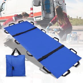 Portable Transport Stretcher with 12 Handles Carrying Bag Patient Animal Mover Travel Size Emergency Casualty Evacuation-Capacity 400lbs (Black)