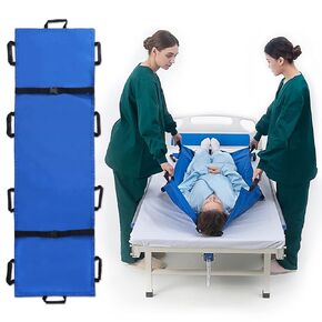 Folding 71"x30" Portable Transport Adjustable Belt Stretcher with 10 Rubber Handles, Carrying Bag Patient Animal Mover Travel Size Emergency Rescue Casualty Evacuation-Capacity 625 lbs