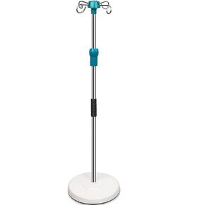 Heavy Duty Solid Base IV Pole Stand with 4 Hooks,Adjustable Height 44"to77" Portable Medical Pole iv Stand,IV Bag Stand with Removable IV Bag Holder, Removable Top iv Pole for Home,Hospital,Clinic
