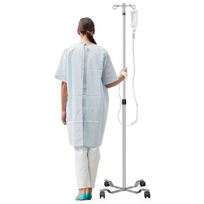 IV Pole with Wheels Medical Portable IV Stand Pole, IV Bag Stand with Removable IV Bag Holder, 47" to 85" Adjustable Height Pole, with 2 Hook & 4 Caster Steel Base