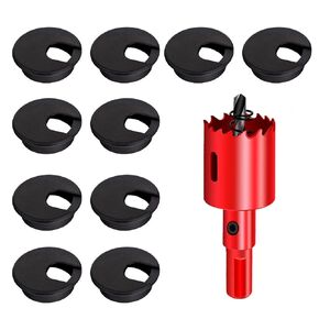 8PCS Desk Grommet, Desk Grommet 2Inch(50mm) Desk Cable Grommet Desk Cable Hole Covers with Hole Saw, Ideal Solution for Office and Home Table Cable (Black, 2Inch_50mm)