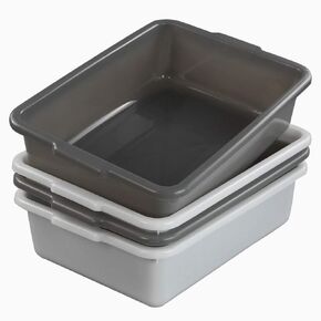 13 L Plastic Bus Box/Utility Box, Commercial Wash Basin Tote Box, 4-Pack, Black