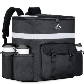 Food Delivery Backpack, insulated delivery bags for Delivery Bike, Large Pizza Delivery Bag for HOT/COLD with 4 Pockets Reflective Strip for Uber Eat,Camping & Beach (Black)