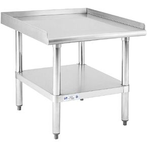 Hally Stainless Steel Equipment Stand 28x24 Inches with Undershelf, NSF Commercial Prep & Work Table with Rear and Side Risers, Heavy Duty Grill for Kitchen, Bar, Restaurant, Home and Hotel