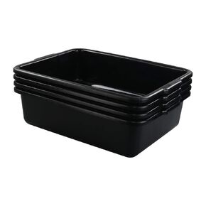 4 Packs Plastic Bus Boxes/Dish Bus Tubs, 13 L Black Commercial Bus Boxes