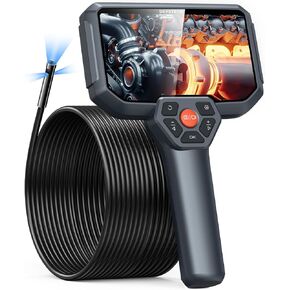 50FT Triple Lens Sewer Inspection Camera, DEPSTECH Upgraded 5'' IPS Endoscope Camera with Light, 1080P HD Borescope with Split Screen, Waterproof Drain Pipe Plumbing Camera, Cool Tech Gadgets for Men