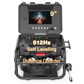 Anysun Sewer Camera with 512Hz Sonde Transmitter, Self-Leveling, Distance Counter, 230ft Pipe Inspection Camera with 12 Adjustable LEDs, 1080P HD 9" IPS Screen, IP68 Waterproof Drain Camera with DVR