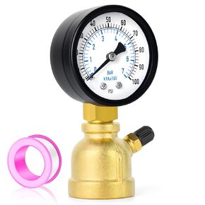 MEANLIN MEASURE 0-30Psi Forged Brass Air Test Pressure gauges, 3/4" FNPT Connection, 2" Double Graduated, Bell Shape Body Assembly, -3-2-3% Accuracy