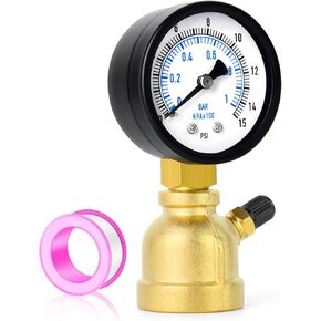 قياس MEANLIN 0-30Psi مقاييس ضغط اختبار الهواء النحاسية المزورة، وصلة 3/4 بوصة FNPT، 2 بوصة متدرجة مزدوجة، مجموعة جسم على شكل جرس، دقة -3-2-3%