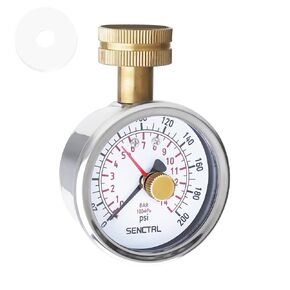 0-200 psi Water Pressure Gauge Test with Max Pointer, Lead-Free, 2-1/2" Dial Size, 3/4" Female Garden Hose Thread, for Home Potable Water, House Tube