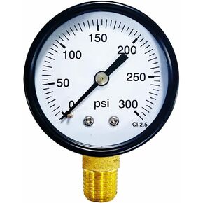 مقياس الضغط من 0 إلى 300 رطل لكل بوصة مربعة من النحاس 1/4 بوصة تركيب سفلي لخيط NPT ذكر، متعدد الوظائف، مقياس ضاغط الهواء in Kuwait