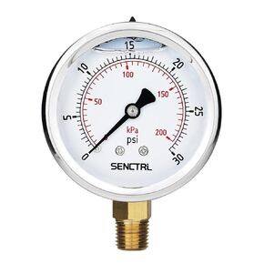 60 Psi Glycerin Liquid Filled Low Pressure Gauge, 2.5" Dial Size, 1/4" NPT Lower Mount, Stainless Steel Case, Pool Sand Filter Water Pump Tire Water Oil Air Pressure Test