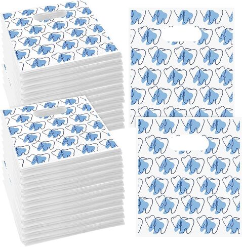 200 Pcs Tooth Patient Care Dental Bags 9 x 8 Inches Plastic Merchandise Bags Dental Bags for Patients Dental Clinics Patient Encouragement Gifts Party Favors (Character) in Saudi Arabia