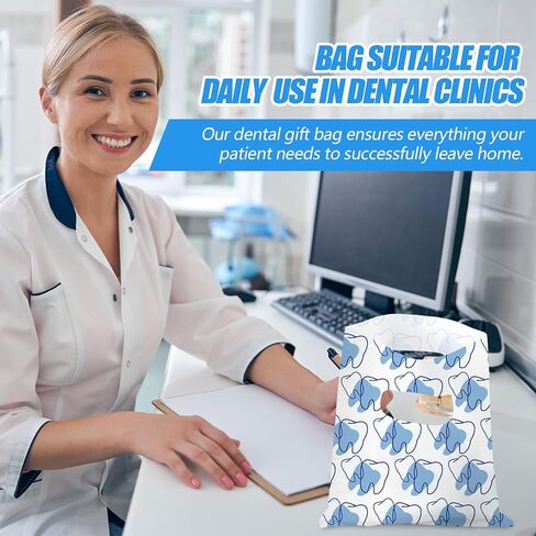 800 Pcs Tooth Patient Care Dental Bags Bulk 9 x 8 Inches Dental Giveaway Bags with Handles Dental Goodie Bags for Dentist Clinics Tooth Care Accessories Party Favor Encouragement Gift (Patient) in Kuwait