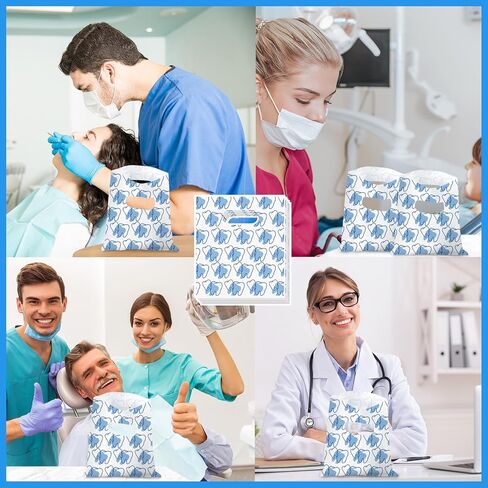 800 Pcs Tooth Patient Care Dental Bags Bulk 9 x 8 Inches Dental Giveaway Bags with Handles Dental Goodie Bags for Dentist Clinics Tooth Care Accessories Party Favor Encouragement Gift (Patient) in Kuwait