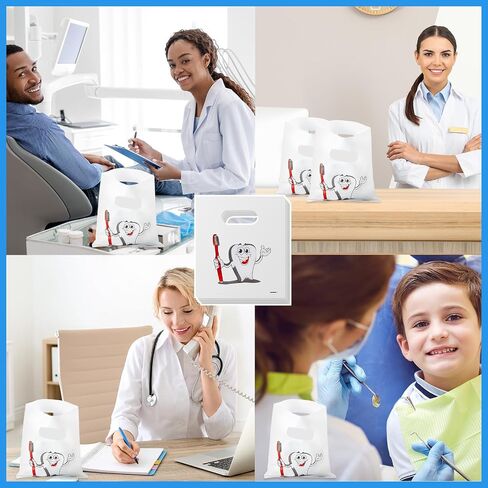 800 قطعة من أكياس العناية بالأسنان للمرضى، حقائب هدايا للأسنان مقاس 9 × 8 بوصات مع مقابض، حقائب هدايا للأسنان لعيادات طبيب الأسنان، ملحقات العناية بالأسنان، هدايا تشجيعية للحفلات (المريض) in Kuwait