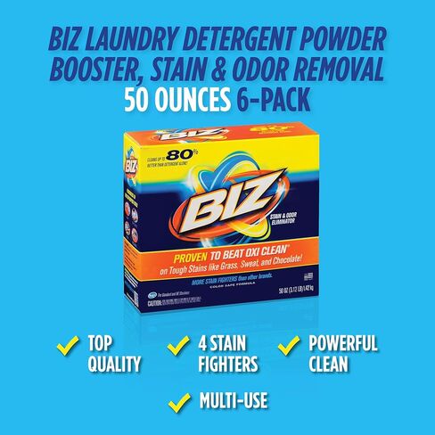 Biz Laundry Detergent Powder Booster, Stain & Odor Removal - 4-Pack, 80 Ounce Boxes in Saudi Arabia