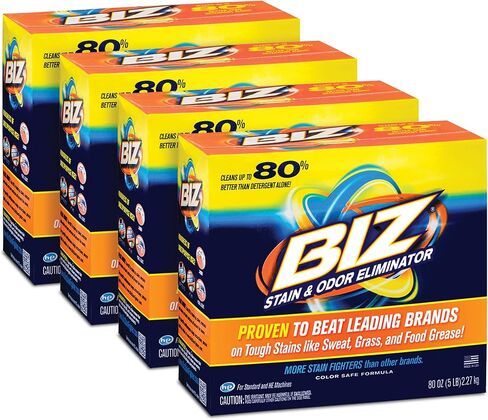 Biz Laundry Detergent Powder Booster, Stain & Odor Removal - 4-Pack, 80 Ounce Boxes in Saudi Arabia