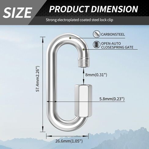 15 Pack Heavy-Duty Chain Hooks Quick Links - 304 Stainless Steel 1/4" Locking Carabiner Anti-Rust Chain Connector Quick Link for Towing,Swing,Shade Sail,Bird Toys,Capacity 800lb in Saudi Arabia