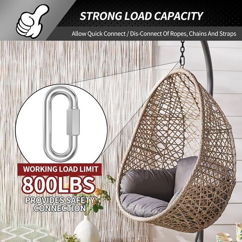15 Pack Heavy-Duty Chain Hooks Quick Links - 304 Stainless Steel 1/4" Locking Carabiner Anti-Rust Chain Connector Quick Link for Towing,Swing,Shade Sail,Bird Toys,Capacity 800lb in Saudi Arabia