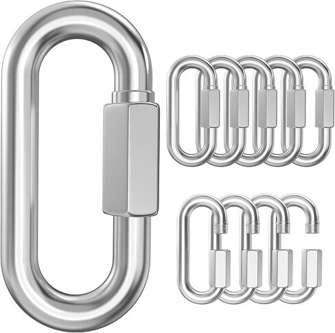 15 Pack Heavy-Duty Chain Hooks Quick Links - 304 Stainless Steel 1/4" Locking Carabiner Anti-Rust Chain Connector Quick Link for Towing,Swing,Shade Sail,Bird Toys,Capacity 800lb in Saudi Arabia