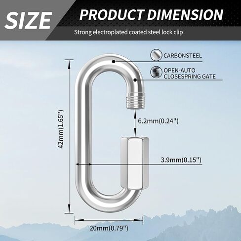 15 Pack Heavy-Duty Chain Hooks Quick Links - 304 Stainless Steel 1/4" Locking Carabiner Anti-Rust Chain Connector Quick Link for Towing,Swing,Shade Sail,Bird Toys,Capacity 800lb in Saudi Arabia