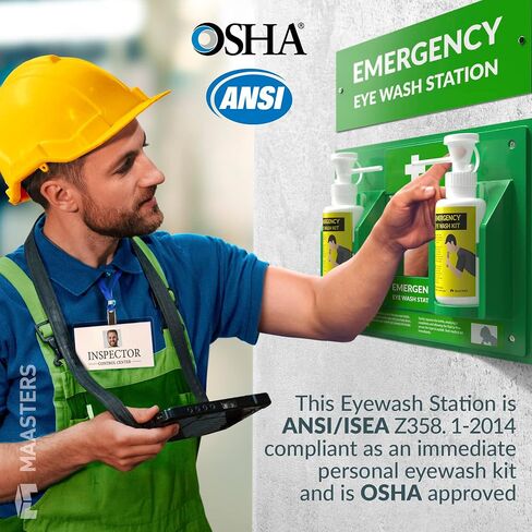 BPA Free Portable Eye Wash Station OSHA Approved - Wall-Mounted First Aid Eye Wash Kit w/Mirror & 2X 16oz Empty Bottles - No Eye Wash Solution Included - Emergency Eyewash - Set of 2 in Saudi Arabia