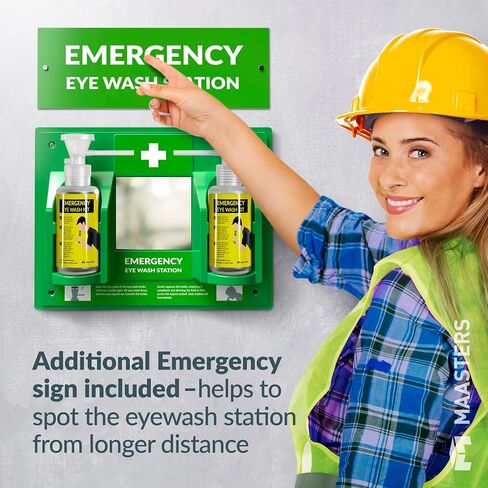BPA Free Portable Eye Wash Station OSHA Approved - Wall-Mounted First Aid Eye Wash Kit w/Mirror & 2X 16oz Empty Bottles - No Eye Wash Solution Included - Emergency Eyewash - Set of 2 in Saudi Arabia