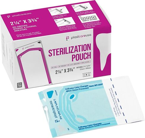 200 2.25 x 2.75 Inch Self Sealing Sterilization Autoclave Pouch Bags with Indicators, 1 Box of 200 in Saudi Arabia