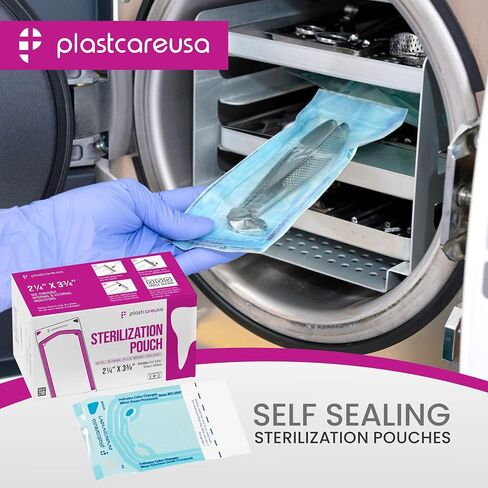 200 2.25 x 2.75 Inch Self Sealing Sterilization Autoclave Pouch Bags with Indicators, 1 Box of 200 in Saudi Arabia